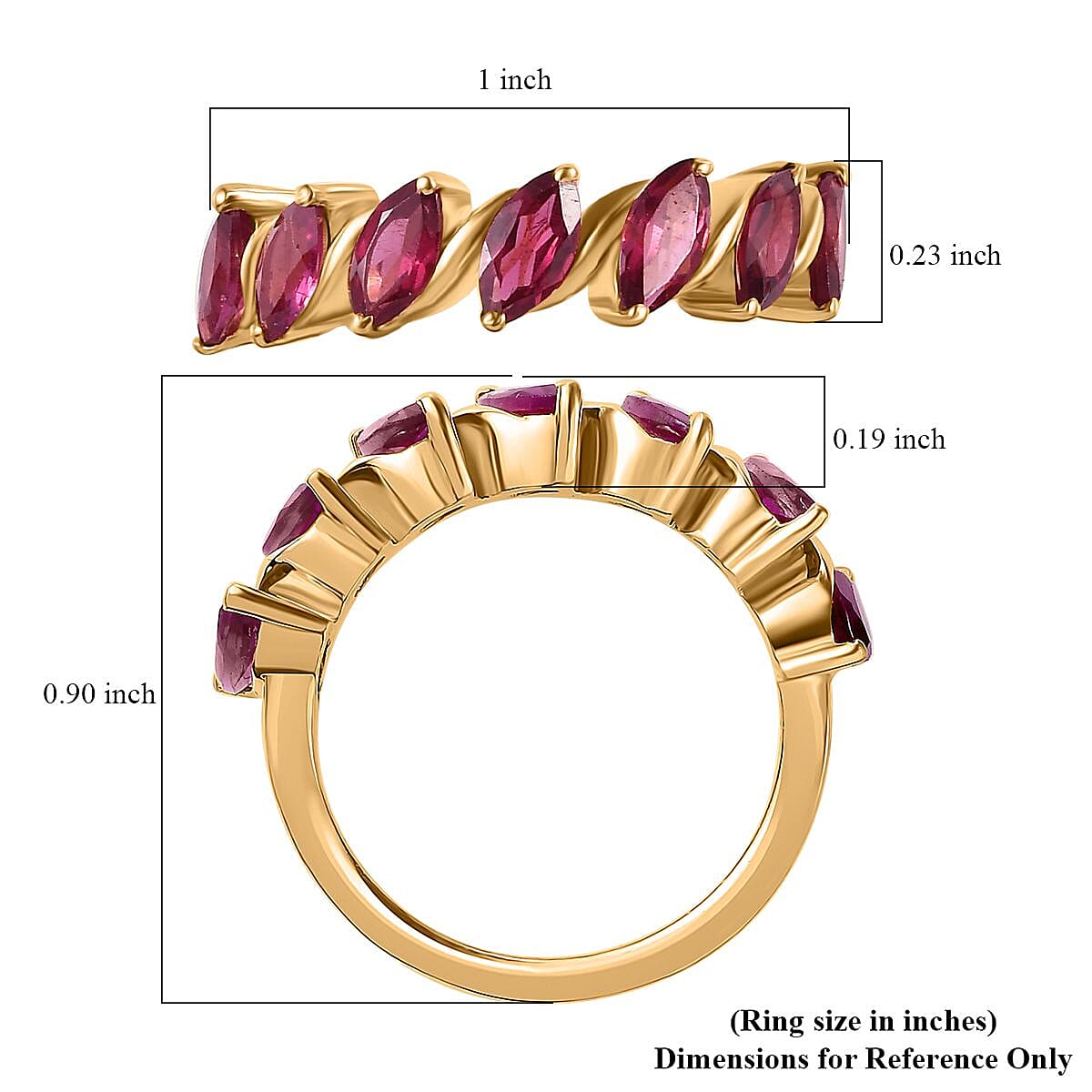 Orissa Rhodolite Garnet 7 Stone Ring in Vermeil Yellow Gold Over Sterling Silver (Size 7.0) 2.00 ctw image number 5