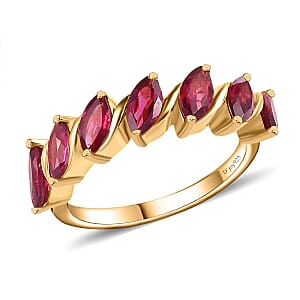 Orissa Rhodolite Garnet 7 Stone Ring in Vermeil Yellow Gold Over Sterling Silver (Size 8.0) 2.00 ctw