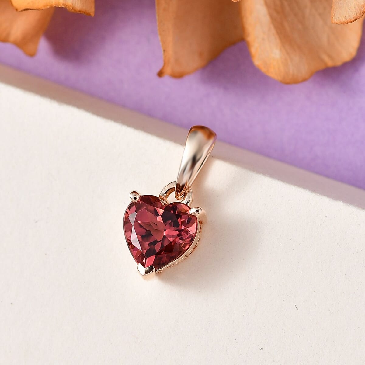 Luxoro 10K Rose Gold Premium Blush Tourmaline Heart Pendant 1.15 ctw image number 1