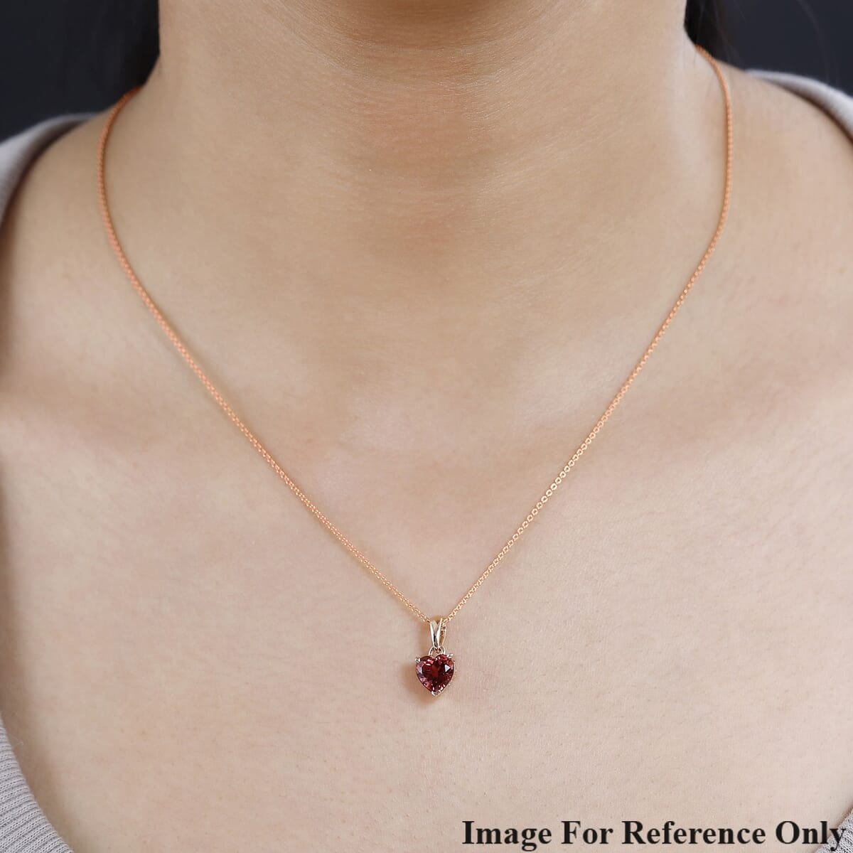 Luxoro 10K Rose Gold Premium Blush Tourmaline Heart Pendant 1.15 ctw image number 2