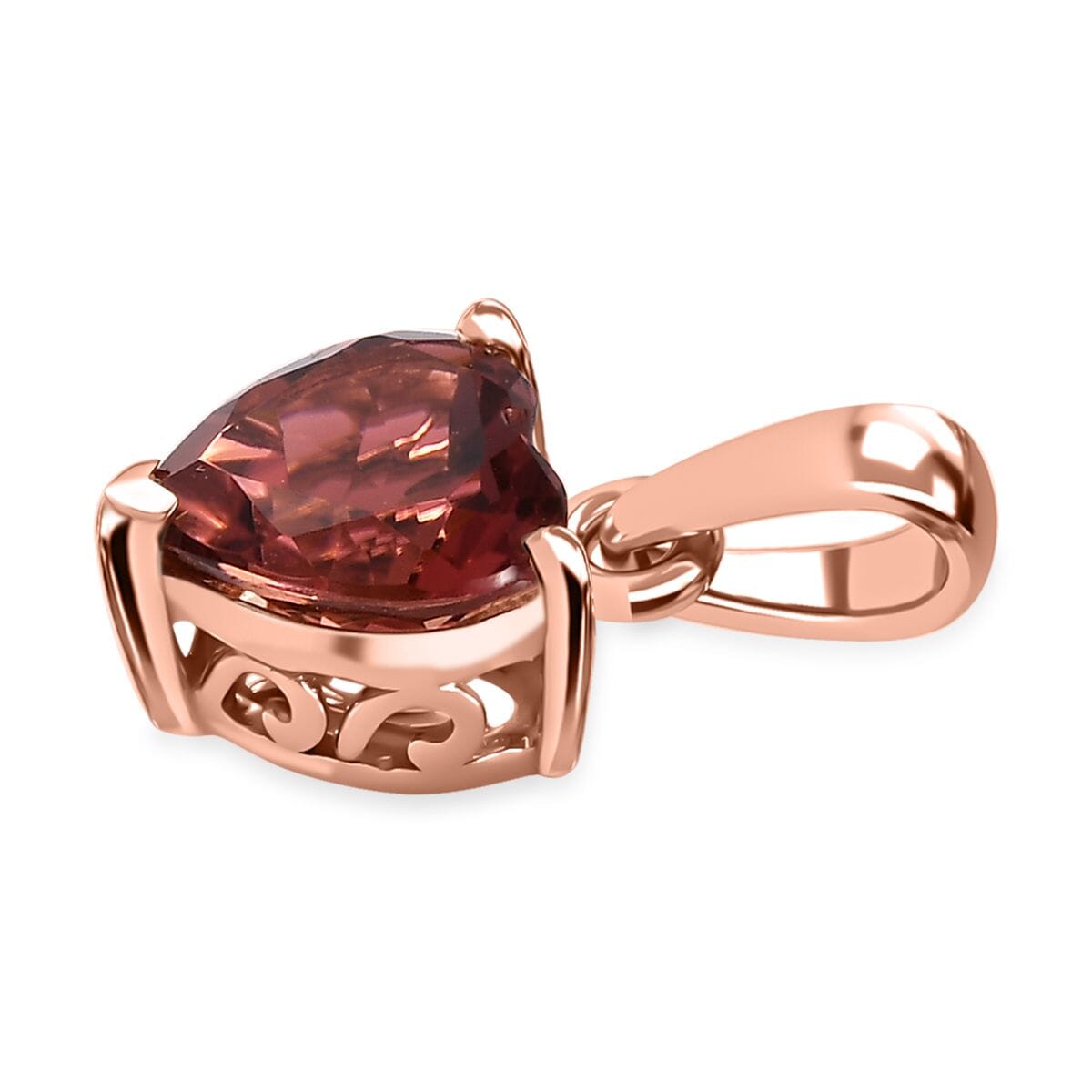 Luxoro 10K Rose Gold Premium Blush Tourmaline Heart Pendant 1.15 ctw image number 3