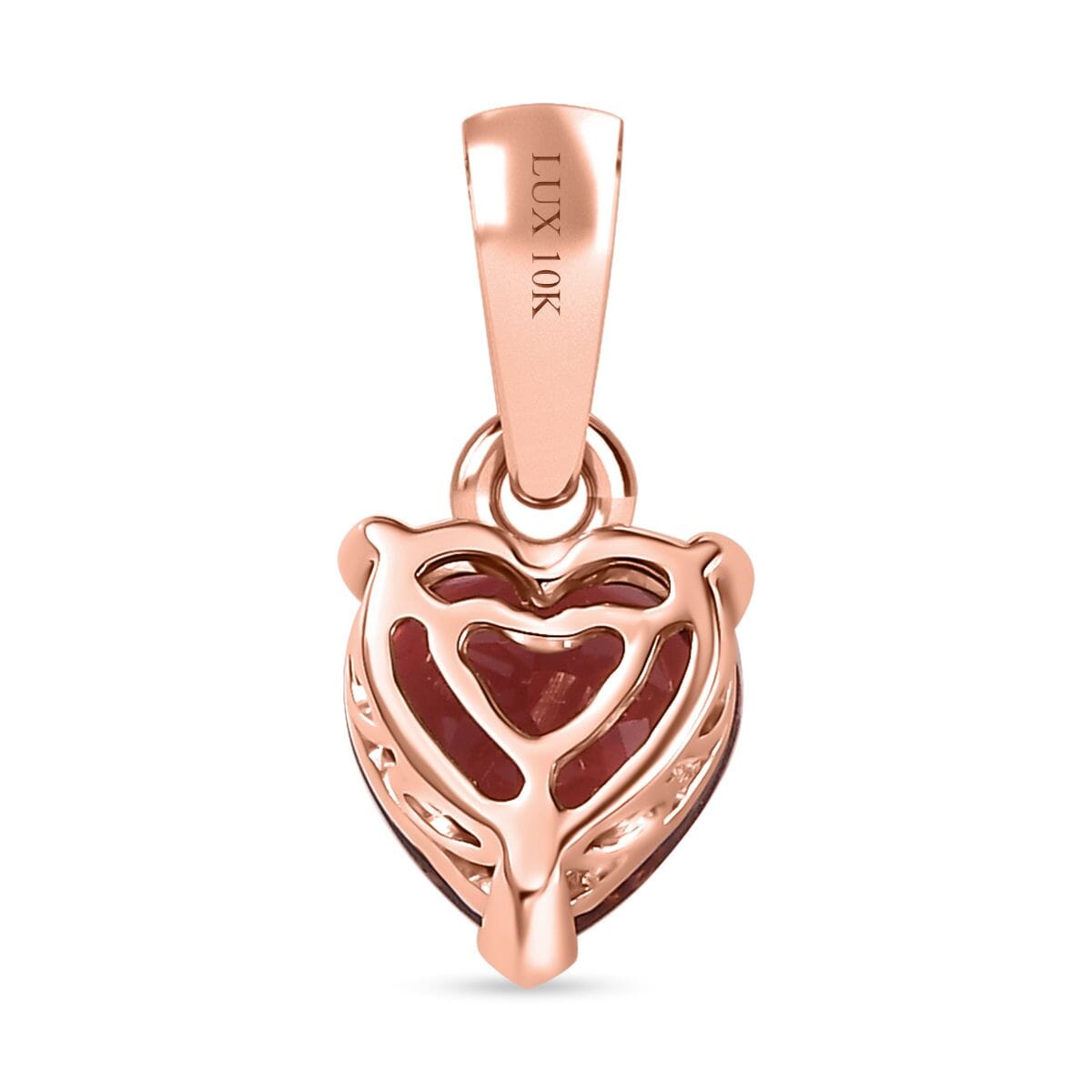 Luxoro 10K Rose Gold Premium Blush Tourmaline Heart Pendant 1.15 ctw image number 4