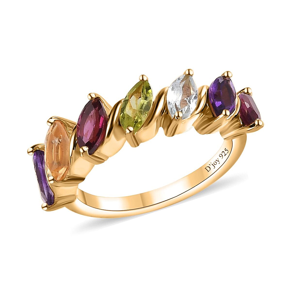 Multi Gemstone 7 Stone Ring in Vermeil Yellow Gold Over Sterling Silver (Size 10.0) 2.00 ctw image number 0