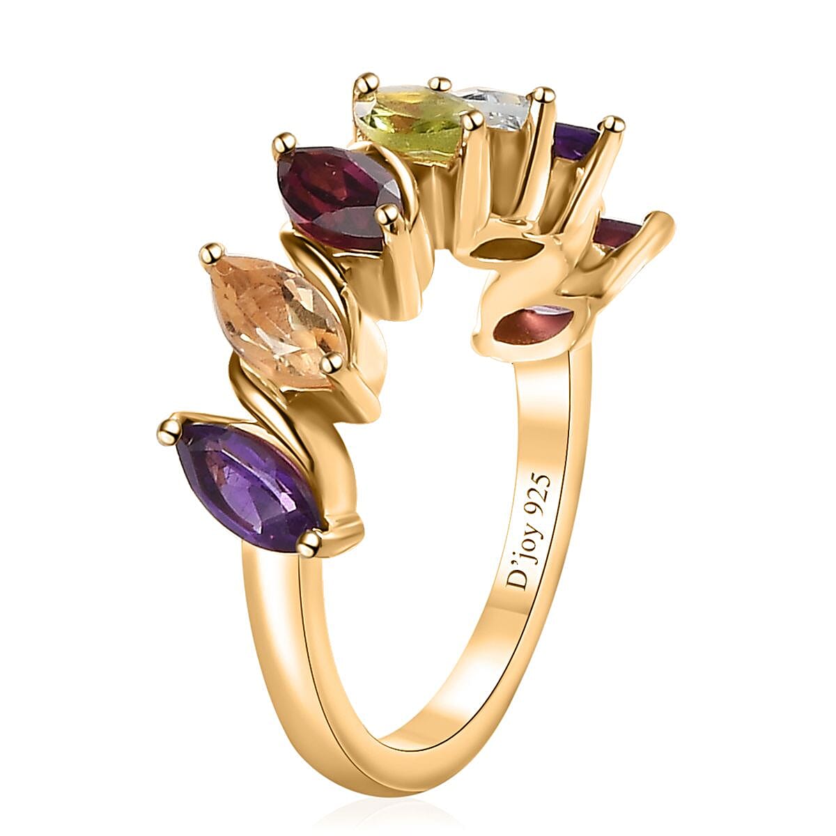 Multi Gemstone 7 Stone Ring in Vermeil Yellow Gold Over Sterling Silver (Size 10.0) 2.00 ctw image number 3