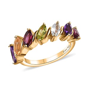Multi Gemstone 7 Stone Ring in Vermeil Yellow Gold Over Sterling Silver (Size 6.0) 2.00 ctw