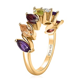 Multi Gemstone 7 Stone Ring in Vermeil Yellow Gold Over Sterling Silver (Size 6.0) 2.00 ctw