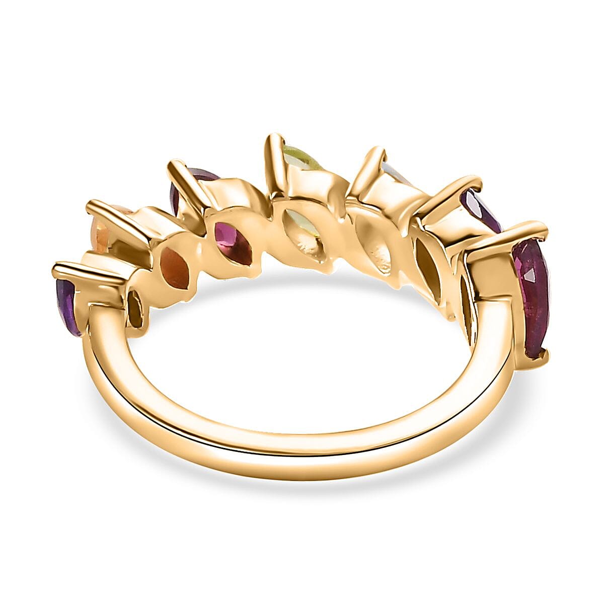 Multi Gemstone 7 Stone Ring in Vermeil Yellow Gold Over Sterling Silver (Size 6.0) 2.00 ctw image number 4