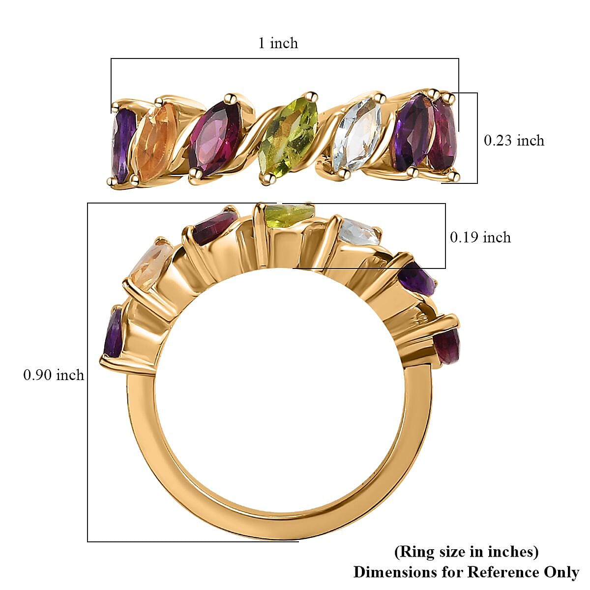 Multi Gemstone 7 Stone Ring in Vermeil Yellow Gold Over Sterling Silver (Size 6.0) 2.00 ctw image number 5