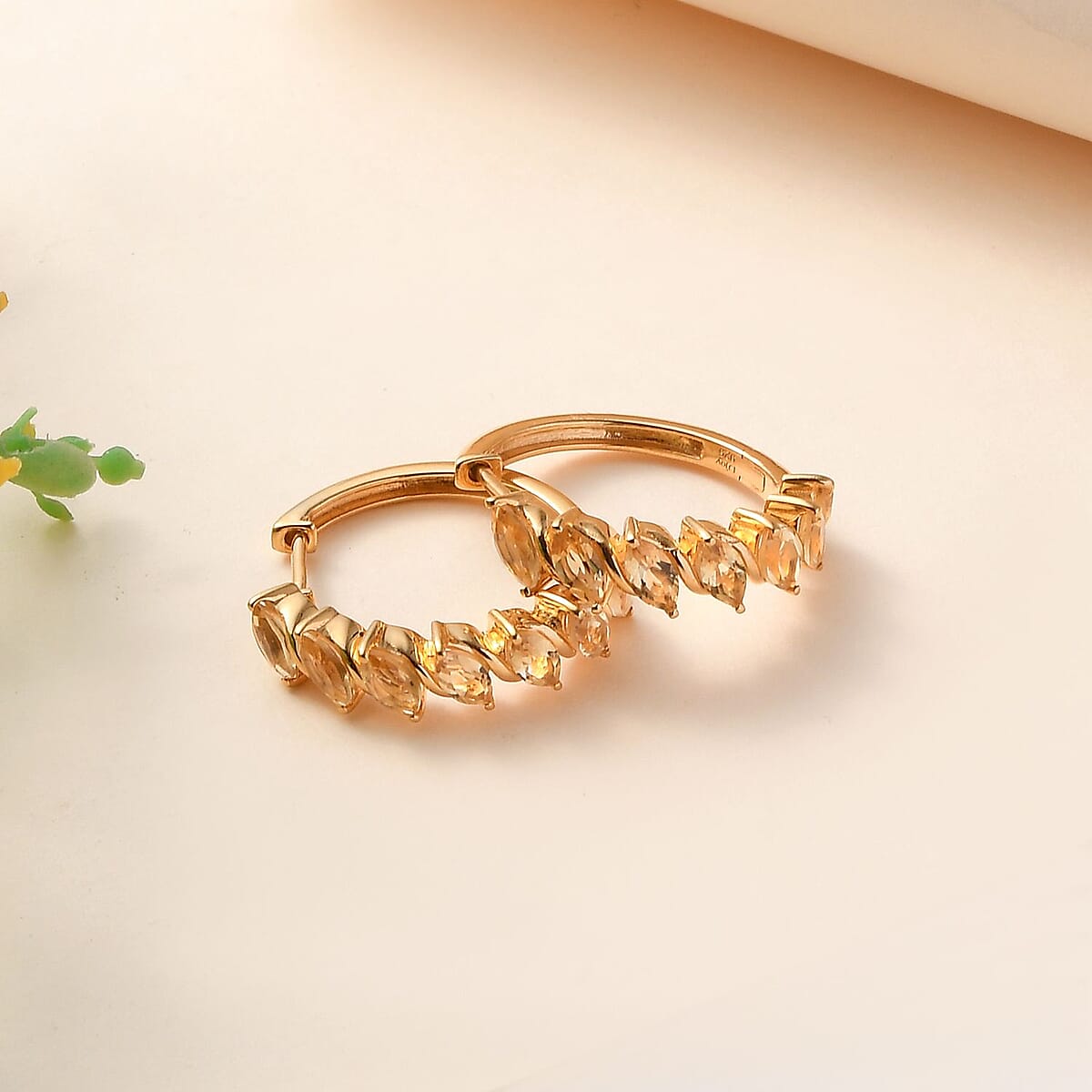 Brazilian Citrine Hoop Earrings in Vermeil Yellow Gold Over Sterling Silver 4.20 ctw image number 1