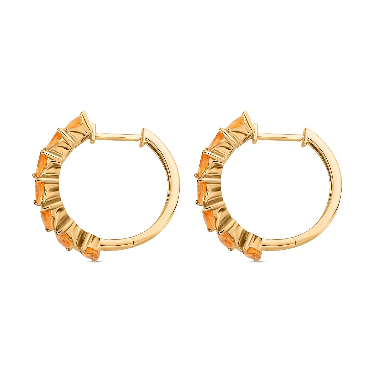 Brazilian Citrine Hoop Earrings in Vermeil Yellow Gold Over Sterling Silver 4.20 ctw image number 3