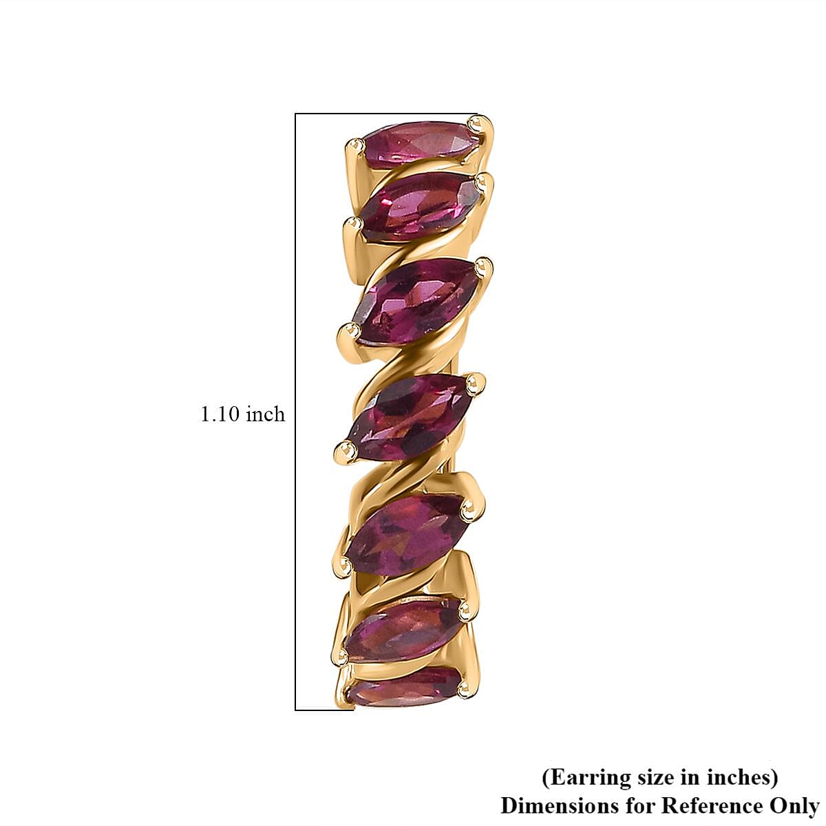 Orissa Rhodolite Garnet Hoop Earrings in Vermeil Yellow Gold Over Sterling Silver 4.20 ctw image number 4