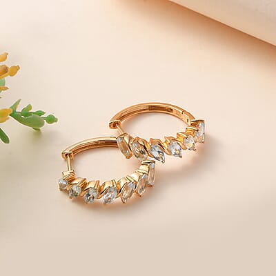 Sky Blue Topaz 4.20 ctw Hoop Earrings in Vermeil Yellow Gold Over Sterling Silver