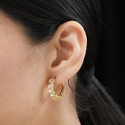 Sky Blue Topaz 4.20 ctw Hoop Earrings in Vermeil Yellow Gold Over Sterling Silver