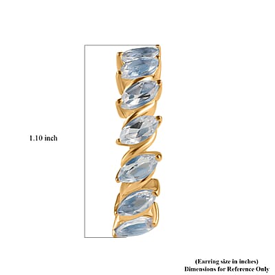 Sky Blue Topaz 4.20 ctw Hoop Earrings in Vermeil Yellow Gold Over Sterling Silver