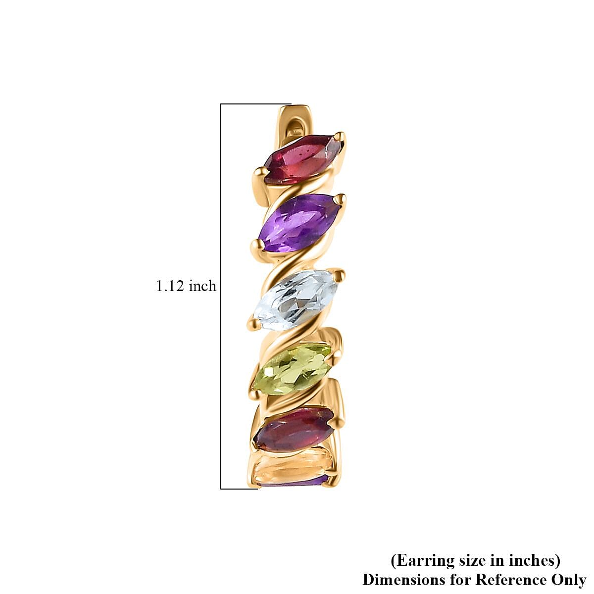 Multi Gemstone Hoop Earrings in Vermeil Yellow Gold Over Sterling Silver 4.20 ctw image number 4