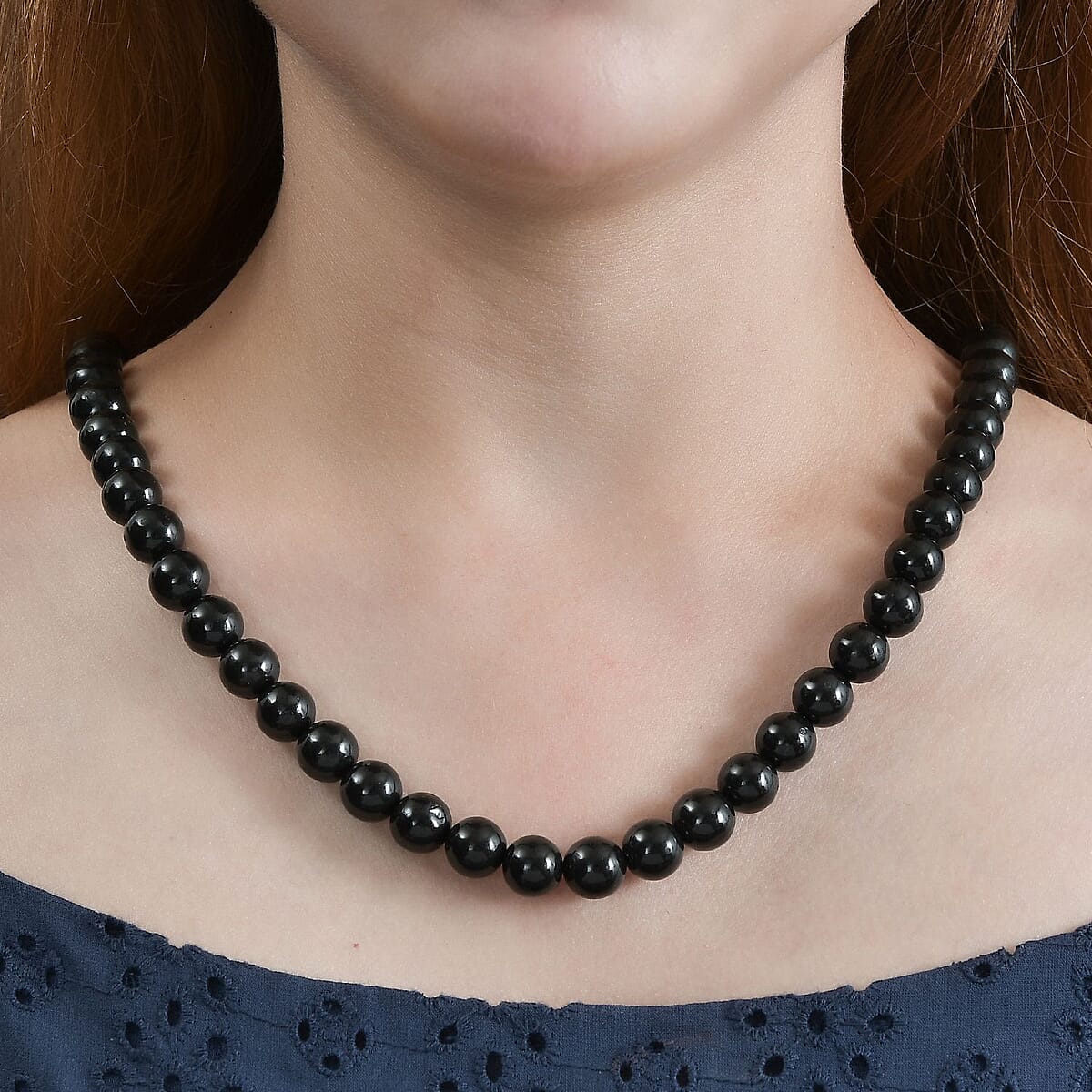 Shungite Beaded Necklace 30 Inches in Rhodium Over Sterling Silver 400.00 ctw image number 2