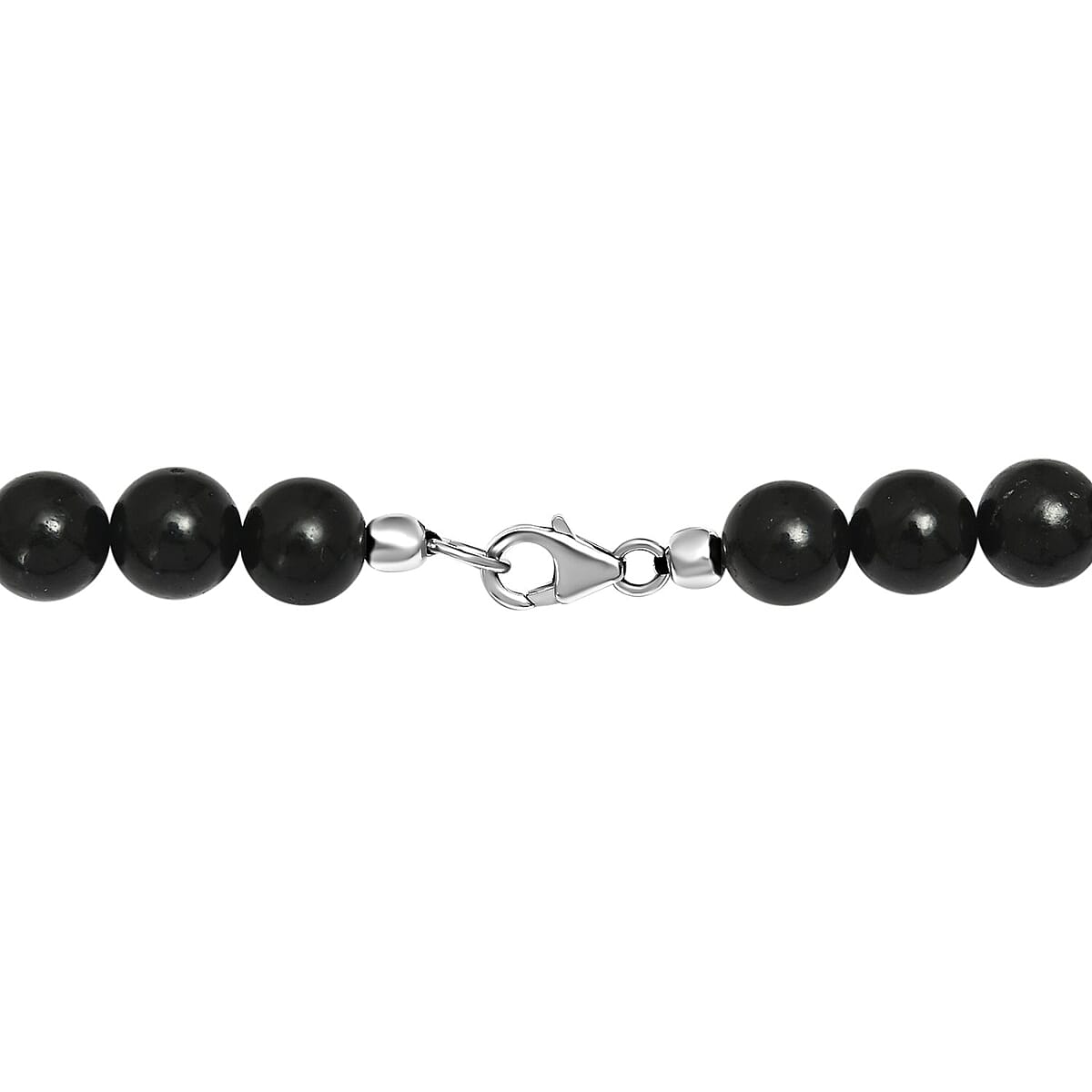 Shungite Beaded Necklace 30 Inches in Rhodium Over Sterling Silver 400.00 ctw image number 4