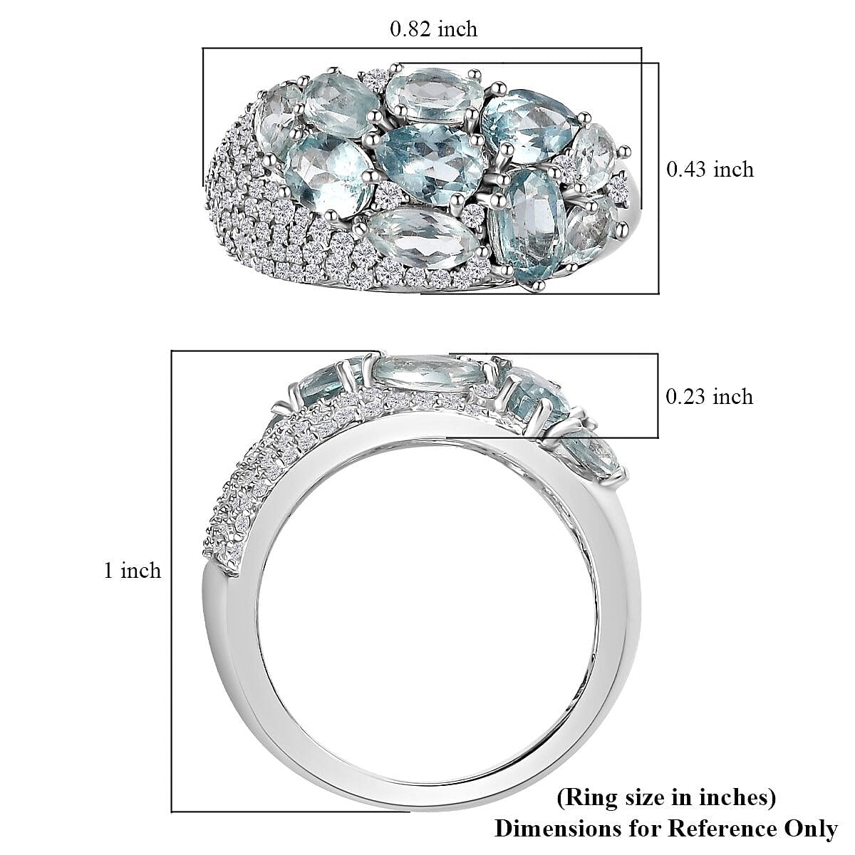 Premium Aqua Kyanite and Moissanite Ring in Platinum Over Sterling Silver (Size 8.0) 4.40 ctw image number 5