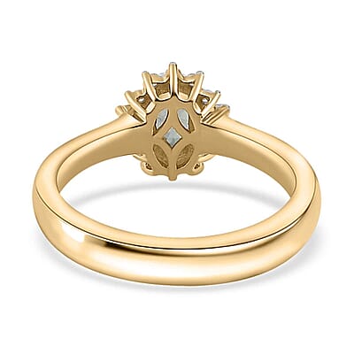 Luxoro 10K Yellow Gold AAA Narsipatnam Alexandrite and G-H I2 Diamond Ballerina Ring (Size 10.0) 0.65 ctw