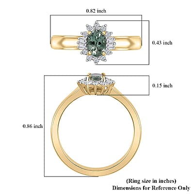 Luxoro 10K Yellow Gold AAA Narsipatnam Alexandrite and G-H I2 Diamond Ballerina Ring (Size 10.0) 0.65 ctw