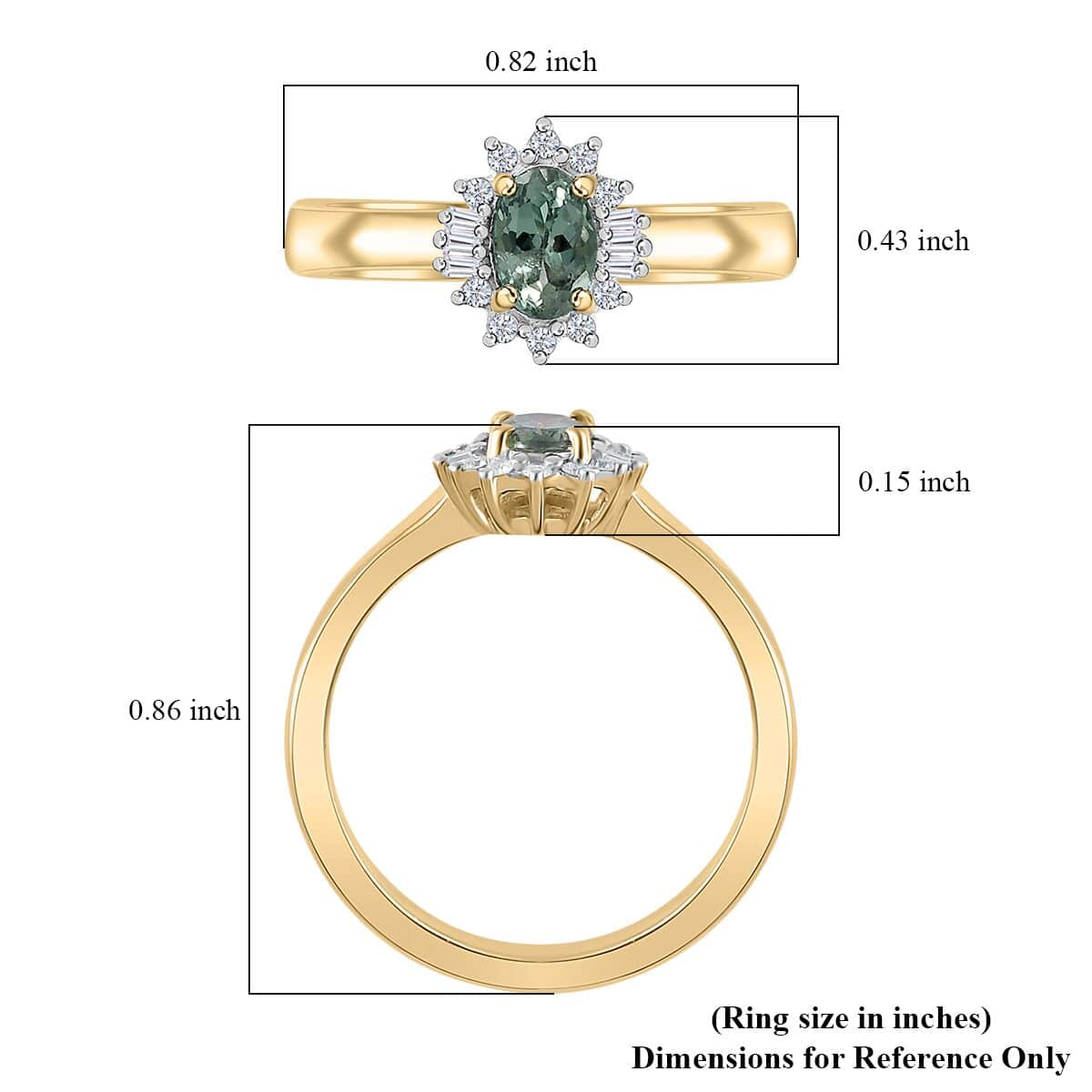 Luxoro 10K Yellow Gold AAA Narsipatnam Alexandrite and G-H I2 Diamond Ballerina Ring (Size 7.0) 0.65 ctw image number 5