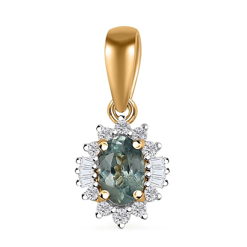 Luxoro 10K Yellow Gold AAA Narsipatnam Alexandrite and G-H I2 Diamond Ballerina Pendant 0.65 ctw