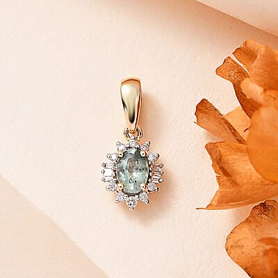Luxoro 10K Yellow Gold AAA Narsipatnam Alexandrite and G-H I2 Diamond Ballerina Pendant 0.65 ctw