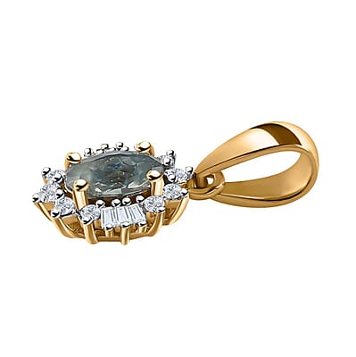 Luxoro 10K Yellow Gold AAA Narsipatnam Alexandrite and G-H I2 Diamond Ballerina Pendant 0.65 ctw