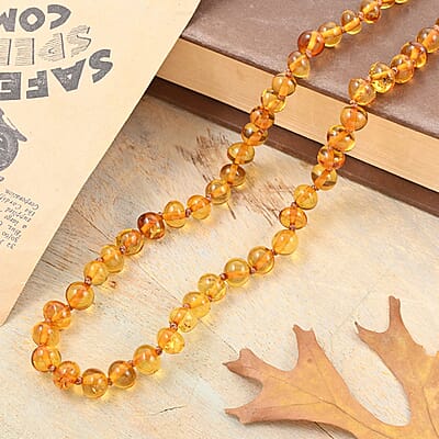 Amber Beaded Necklace 18 Inches