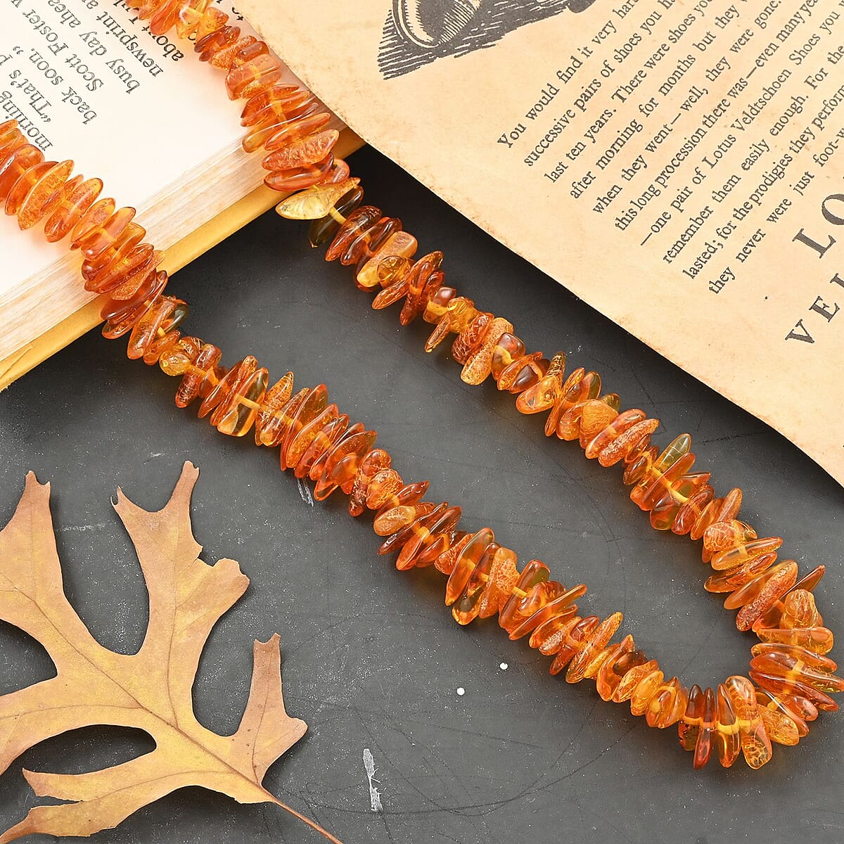 Light Baltic Amber Chips Necklace 24 Inches image number 1