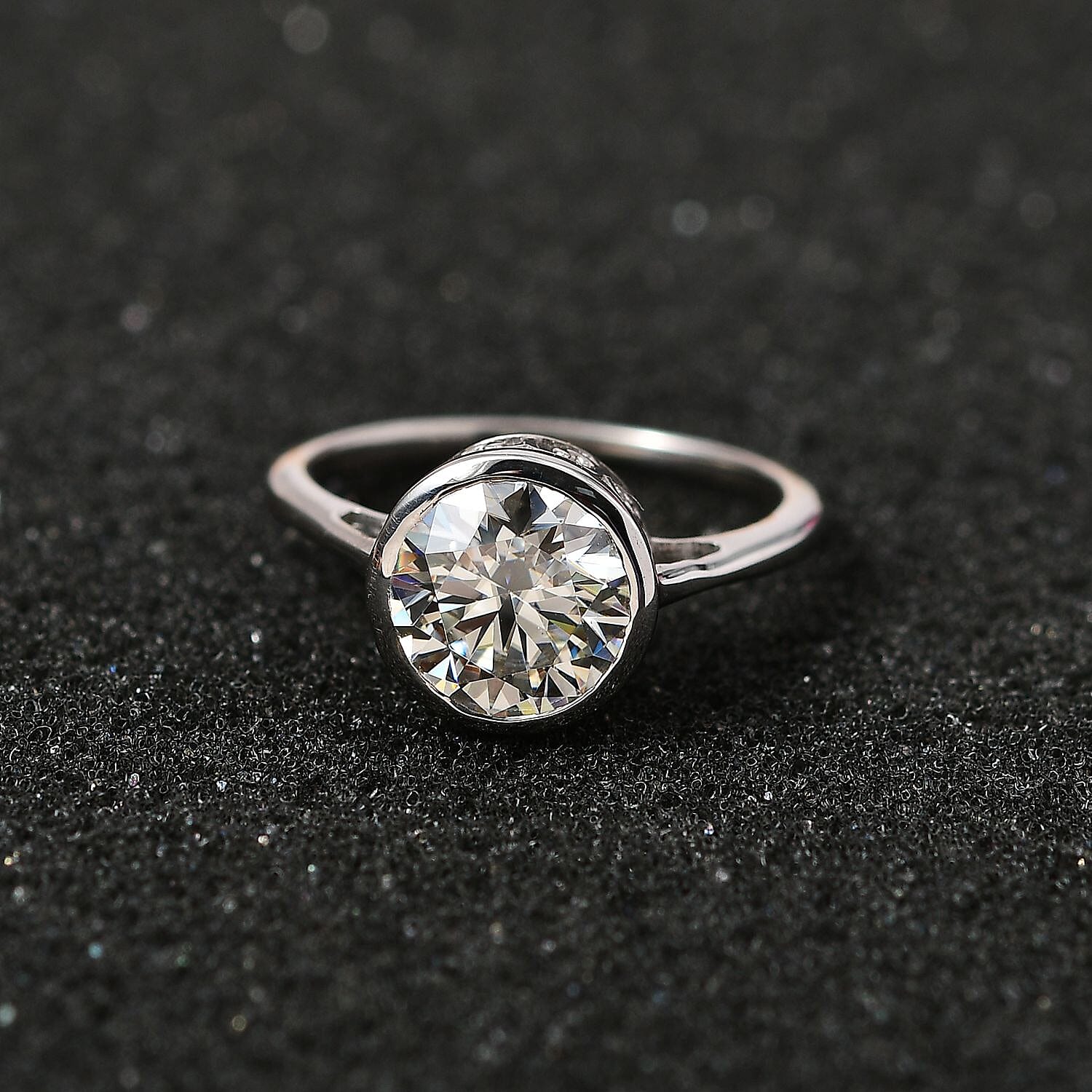 Moissanite Solitaire Ring in Platinum Over Sterling Silver (Size 10.0) 1.75 ctw