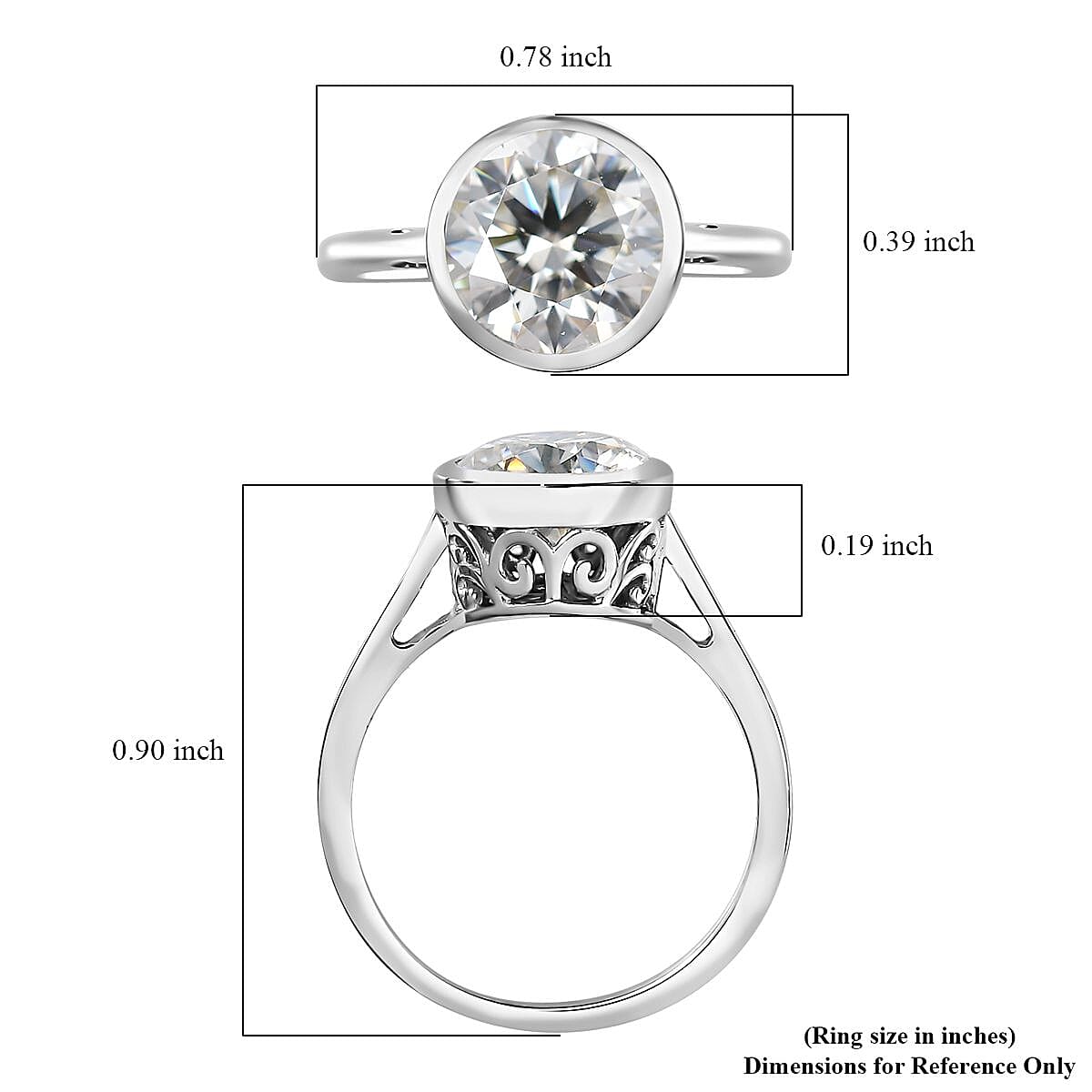 Moissanite Solitaire Ring in Platinum Over Sterling Silver (Size 10.0) 1.75 ctw