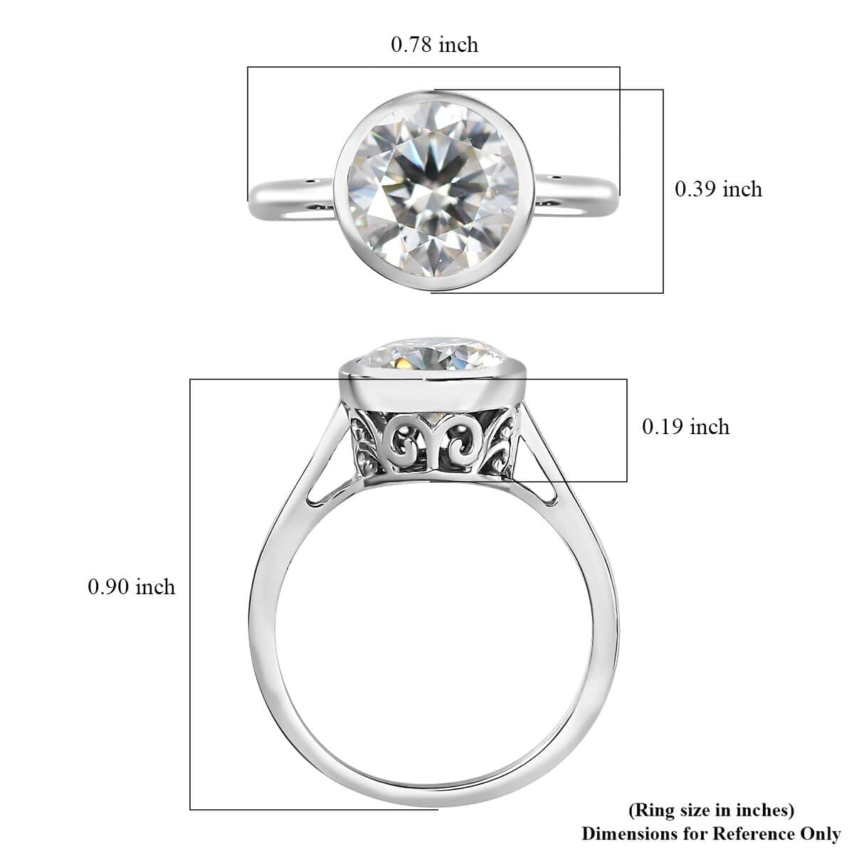 Moissanite Solitaire Ring in Platinum Over Sterling Silver (Size 10.0) 1.75 ctw image number 6