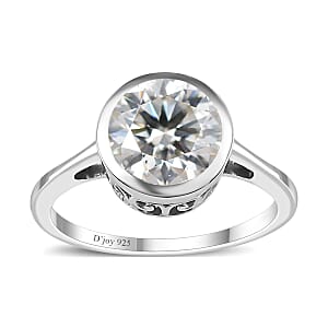 Moissanite Solitaire Ring in Platinum Over Sterling Silver (Size 7.0) 1.75 ctw