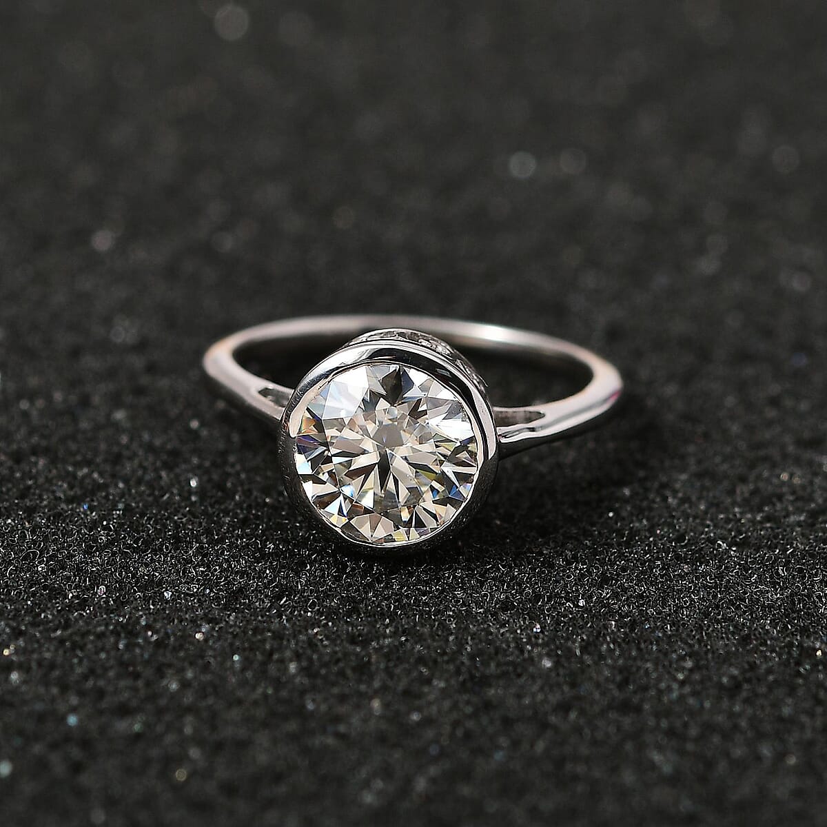 Moissanite Solitaire Ring in Platinum Over Sterling Silver (Size 7.0) 1.75 ctw image number 2