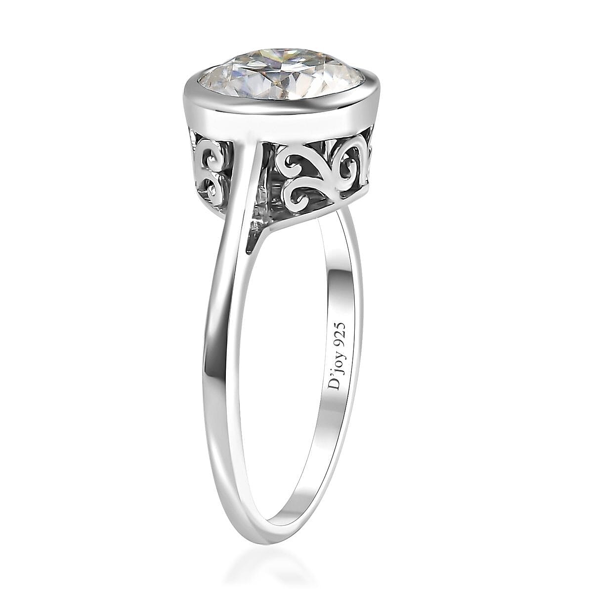 Moissanite Solitaire Ring in Platinum Over Sterling Silver (Size 7.0) 1.75 ctw image number 4