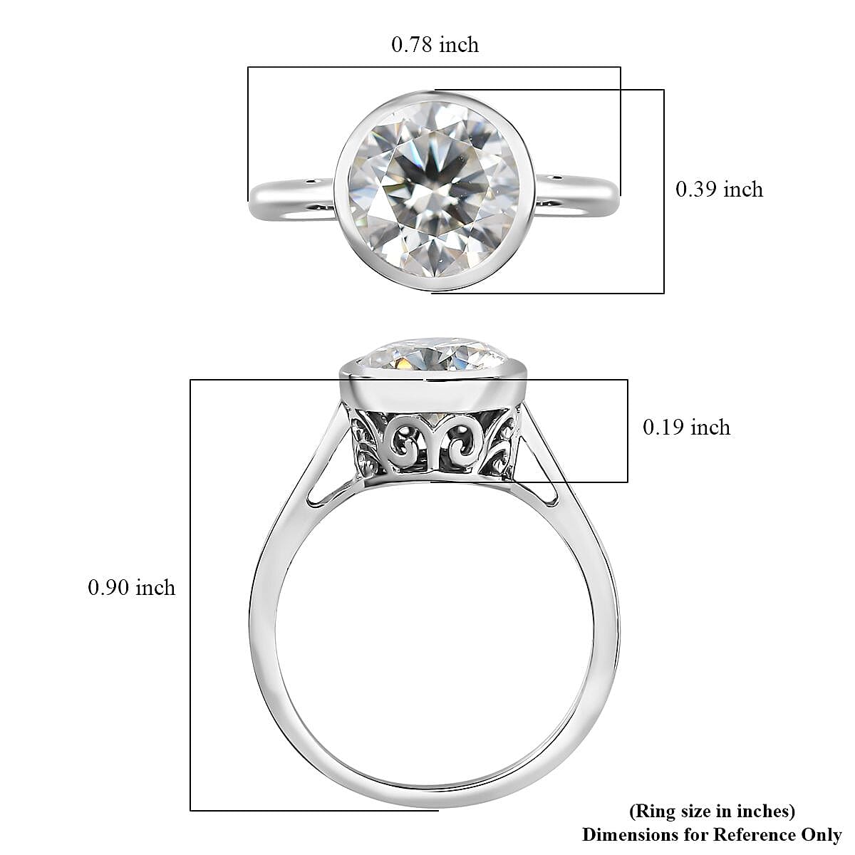 Moissanite Solitaire Ring in Platinum Over Sterling Silver (Size 7.0) 1.75 ctw image number 6