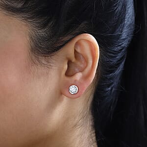 Moissanite Solitaire Stud Earrings in Platinum Over Sterling Silver 1.80 ctw