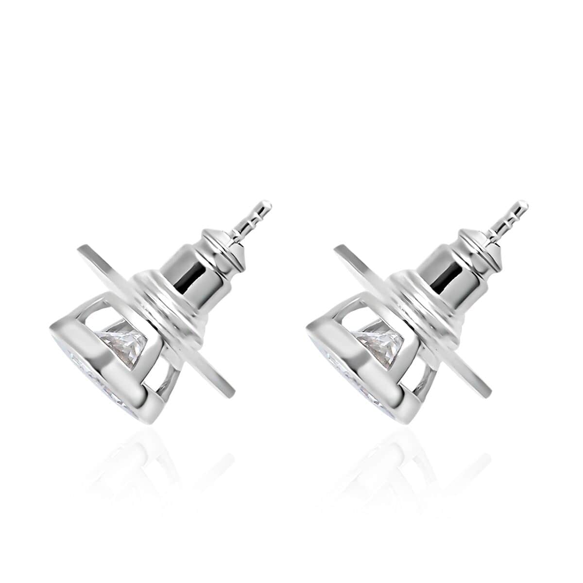 Moissanite Solitaire Stud Earrings in Platinum Over Sterling Silver 1.80 ctw image number 3