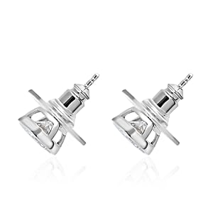 Moissanite Solitaire Stud Earrings in Platinum Over Sterling Silver 1.80 ctw