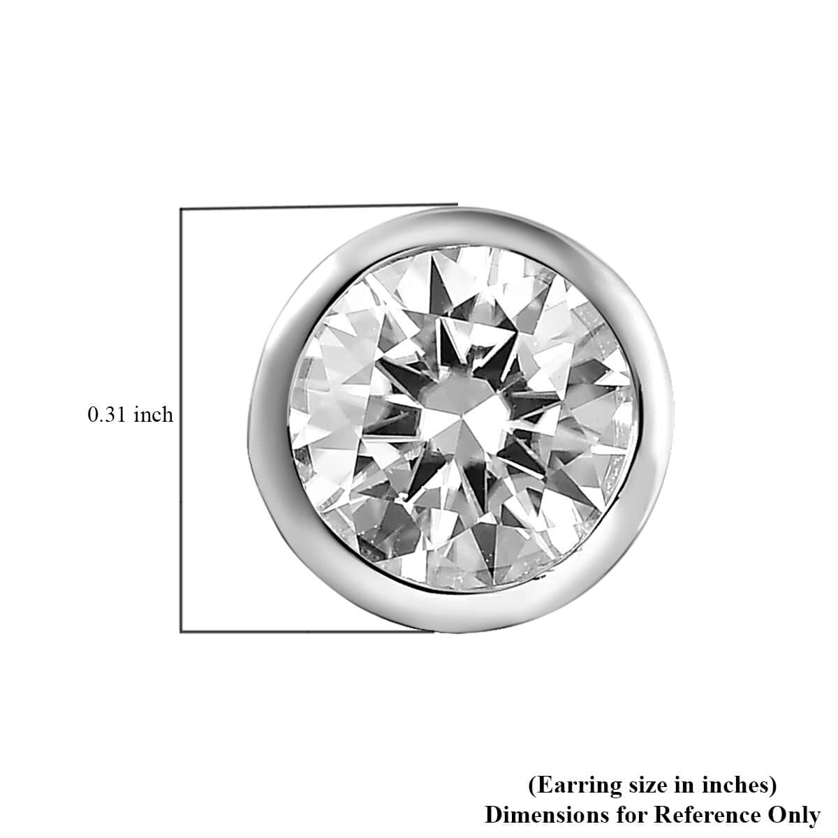 Moissanite Solitaire Stud Earrings in Platinum Over Sterling Silver 1.80 ctw image number 4