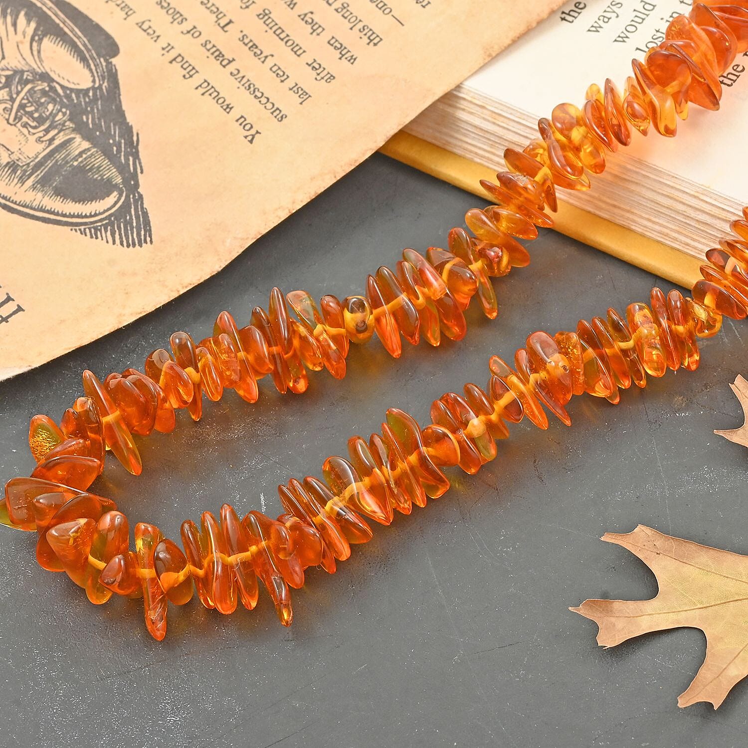 Baltic Amber Golden Chips Beads Necklace 25 Inches
