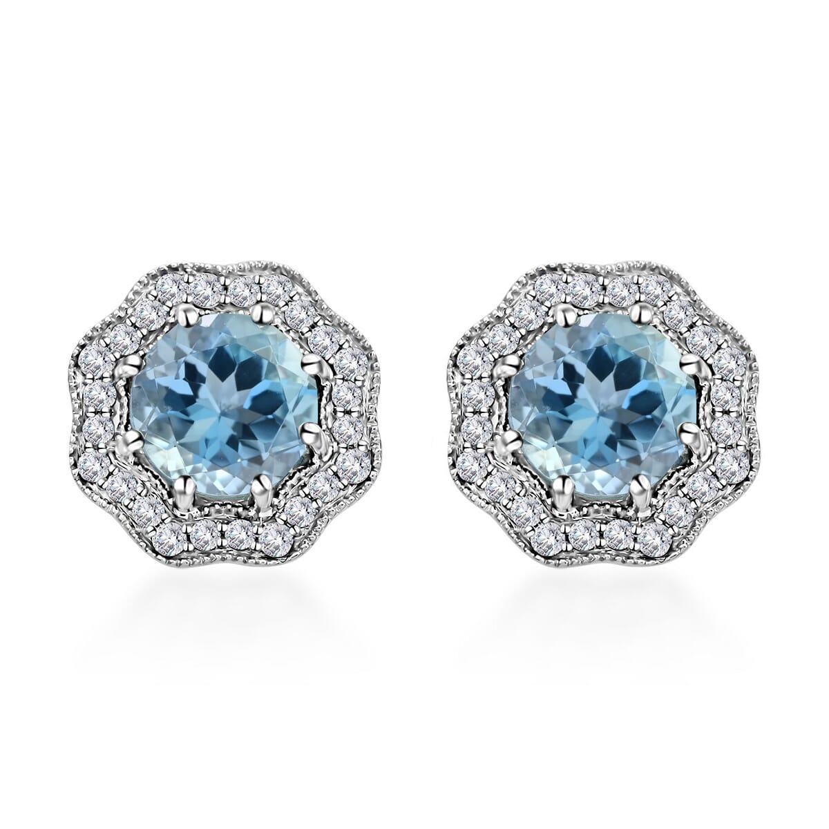 Certified & Appraised Iliana 18K White Gold AAA Santa Maria Aquamarine and G-H SI Diamond Earrings 1.60 ctw image number 0