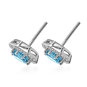 Certified Iliana AAA Santa Maria Aquamarine, Diamond Earrings in 18K White Gold 1.60 ctw