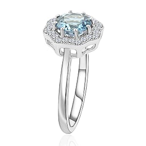  Iliana AAA Santa Maria Aquamarine and G-H SI Diamond 1.35 ctw Ring in 18K White Gold (Size 10.0)
