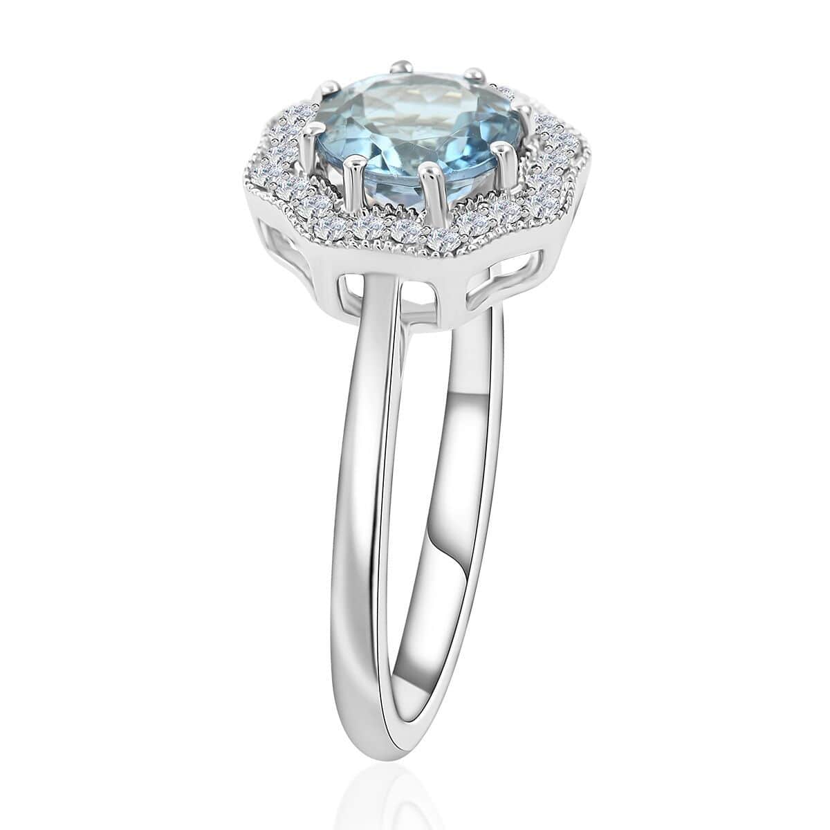 Certified & Appraised 18K White Gold AAA Santa Maria Aquamarine and G-H SI Diamond Ring (Size 10.0) 1.35 ctw image number 3