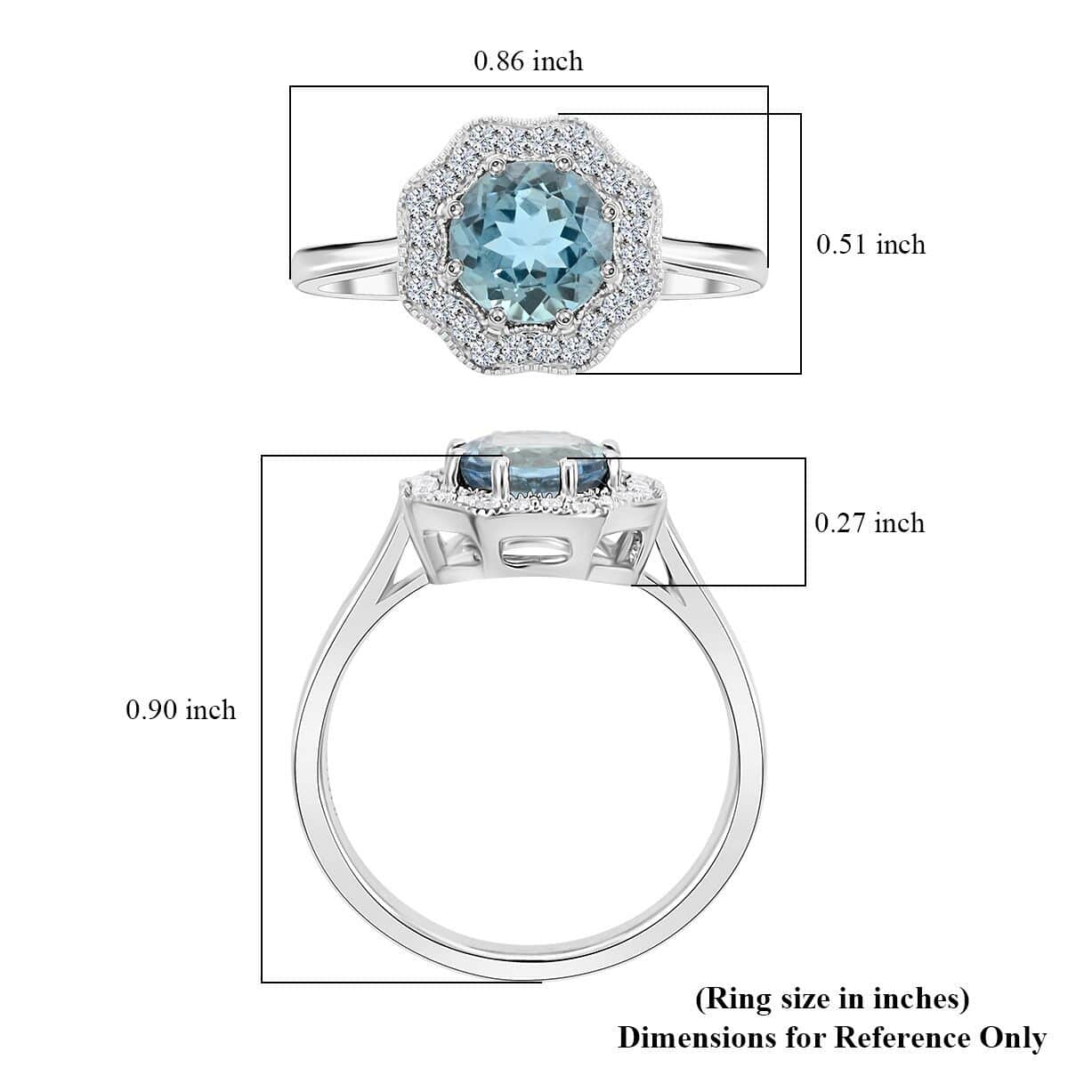 Certified & Appraised 18K White Gold AAA Santa Maria Aquamarine and G-H SI Diamond Ring (Size 10.0) 1.35 ctw image number 4