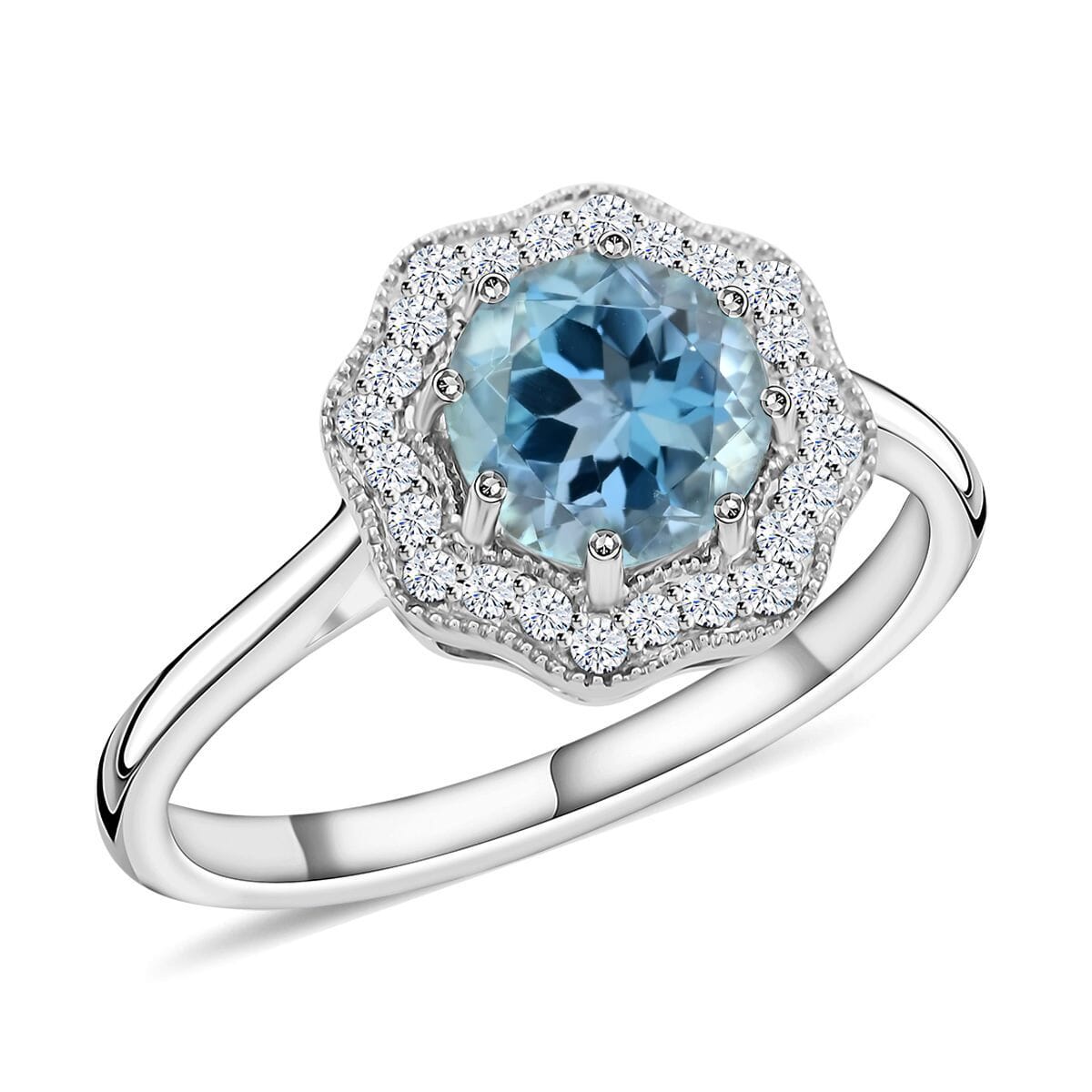 Certified & Appraised Iliana AAA Santa Maria Aquamarine and G-H SI Diamond 1.35 ctw Ring in 18K White Gold (Size 6.0) image number 0