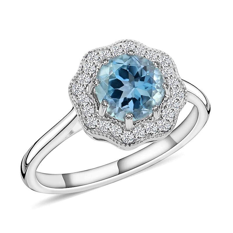 Certified & Appraised Iliana AAA Santa Maria Aquamarine and G-H SI Diamond 1.35 ctw Ring in 18K White Gold (Size 8.0)