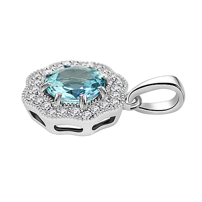 Certified and Appraised Iliana 18K White Gold AAA Santa Maria Aquamarine and G-H SI Diamond Pendant without Chain 1.35 ctw